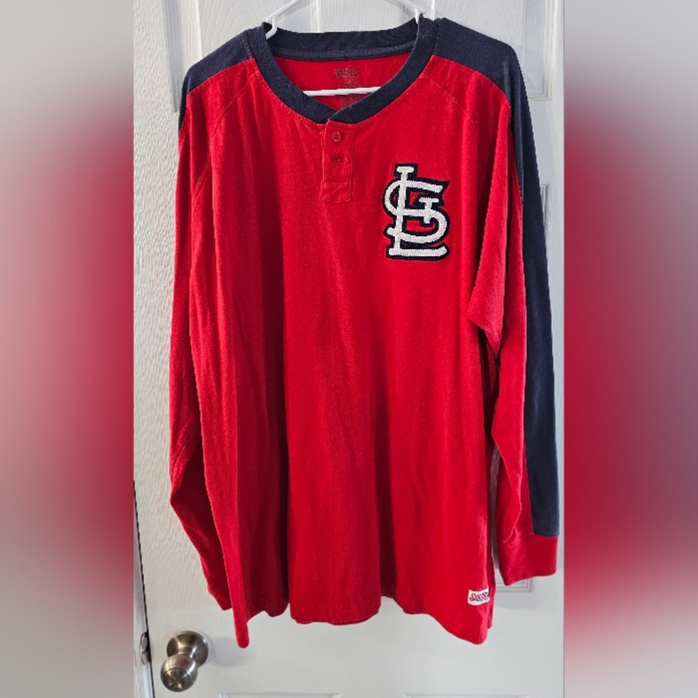 Men's, XXL, St Louis Cardinals, Stitches Red and Black Long Sleeve Tee